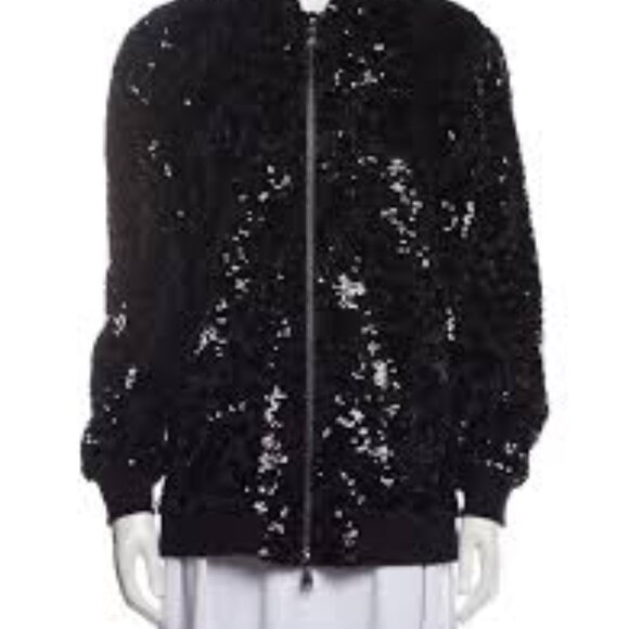 NWT - LE SUPERBE -  Grand Prix Animal Print Sequin Bomber Jacket - L - Black - Picture 4 of 8